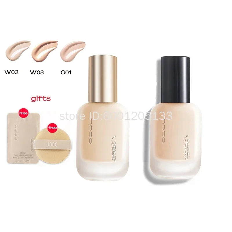 UODO Foundation Liquid Non-Sticky Powder Concealer Cream Moisturizing Oil Control Dry Skin Foundation Creamy Skin Face Makeup