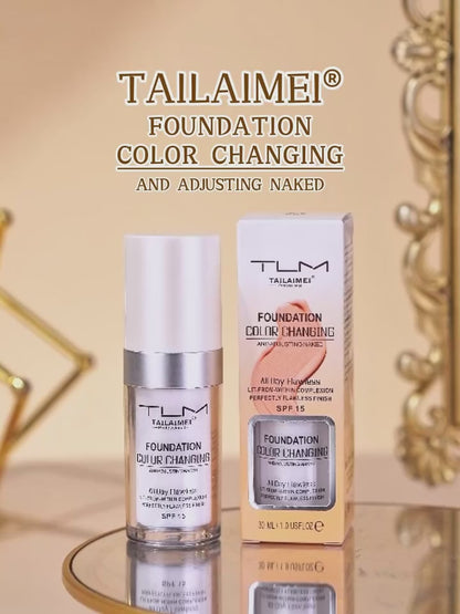TLM Liquid Foundation Color Changing Concealer Waterproof Natural Brighten Skin Tone Face Cosmetics Makeup for Women & Men 30ml